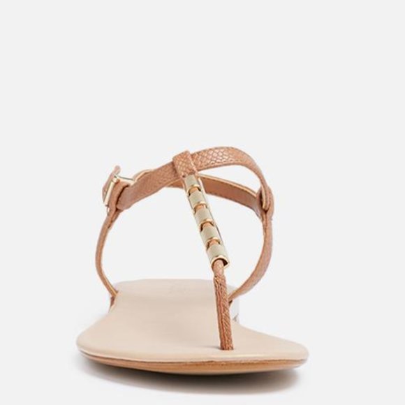 Aldo | Falera Cognac Gold Tube Flat Sandals - Picture 2 of 3